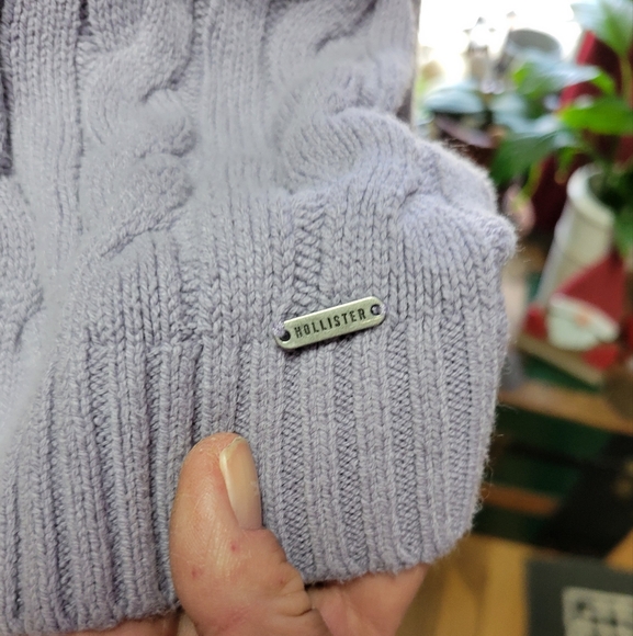 Hollister womens medium lavender cropped chainknit sweater slouchy - Picture 3 of 8